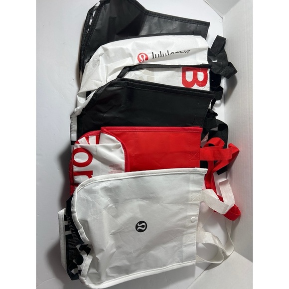 Lululemon Reusable Tote Bags - Red, Black, White set of 5 - Picture 1 of 1